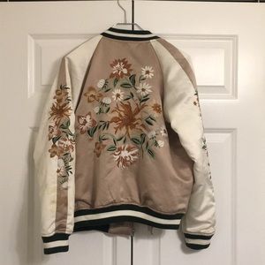 beautiful chrysanthemum patterned bomber jacket